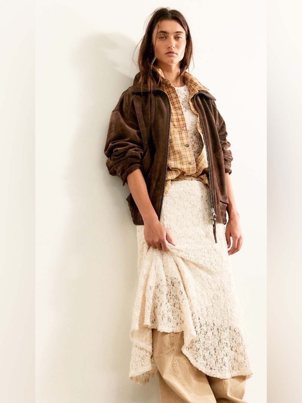 NWT FREE PEOPLE LANEY LACE MIDI SKIRT SET NATURAL COMBO - Picture 4 of 4